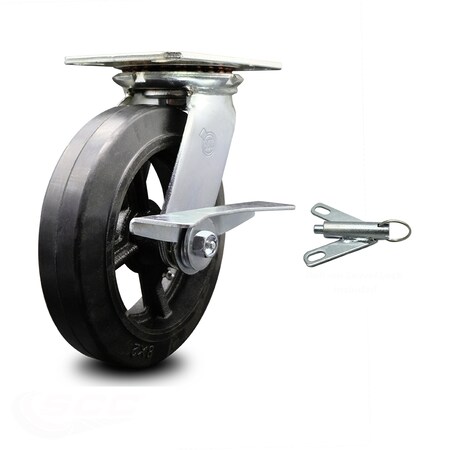 Service Caster 8 Inch Rubber on Steel Caster with Ball Bearing and Brake/Swivel Lock SCC SCC-35S820-RSB-SLB-BSL